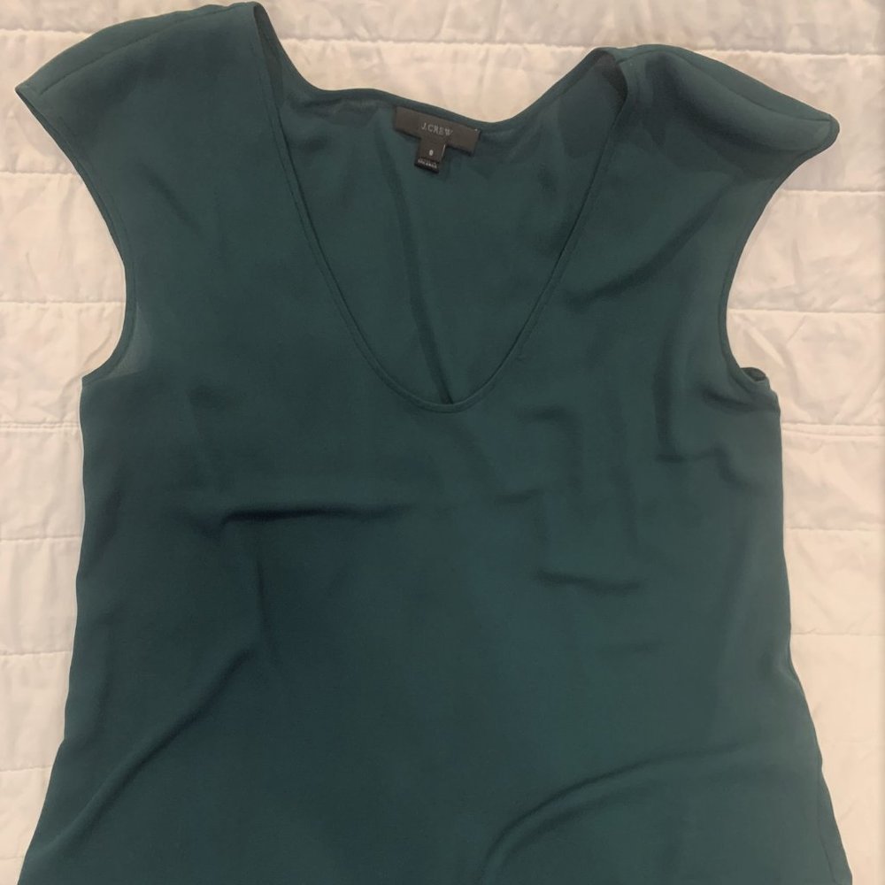 J Crew Women's Dark Green Cap Sleeve Blouse Size Small Dark Green